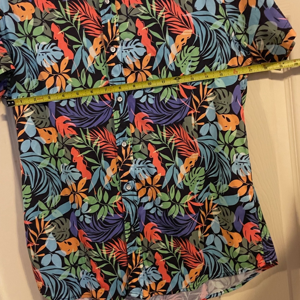 Colorful Leaf Print Men's Casual Shirt - Picture 7 of 9